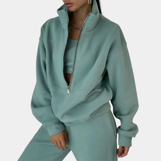 Women's Cozy Half-Zip Sweatshirt and Jogger Set