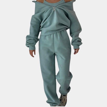 Women's Cozy Half-Zip Sweatshirt and Jogger Set