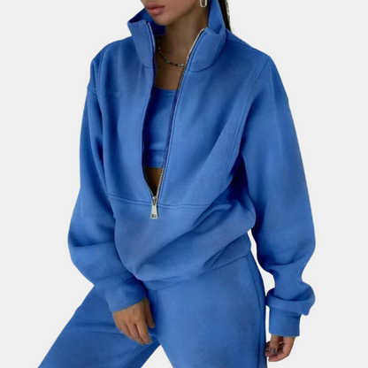 Women's Cozy Half-Zip Sweatshirt and Jogger Set