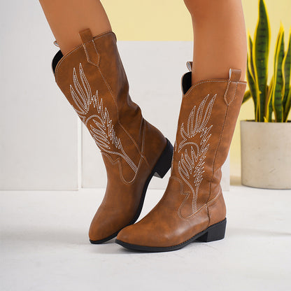 Embroidered High Western Boots for Women