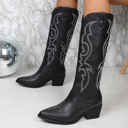 Embroidered High Western Boots for Women