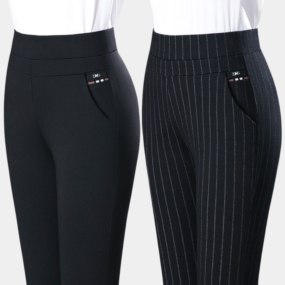 Women's Striped High Waist Stretch Pants