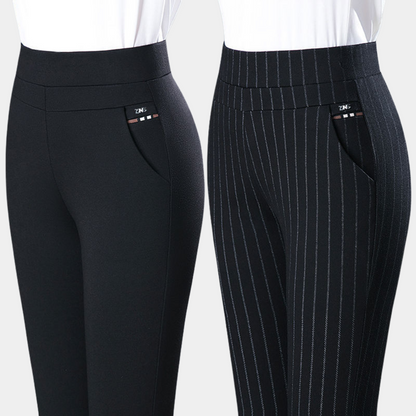 Women's Striped High Waist Stretch Pants