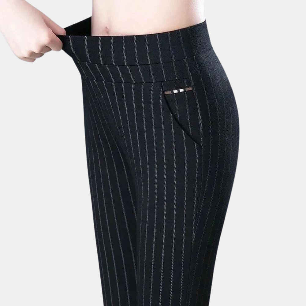 Women's Striped High Waist Stretch Pants