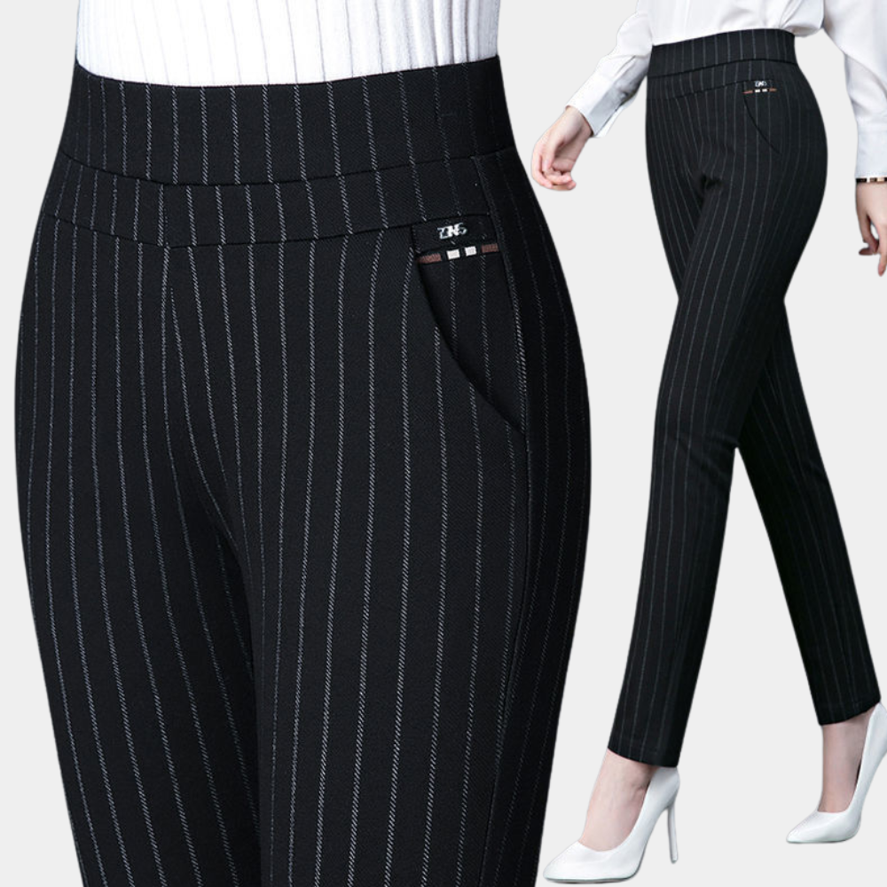 Women's Striped High Waist Stretch Pants