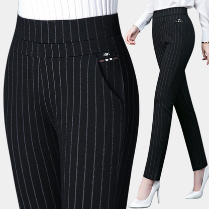 Women's Striped High Waist Stretch Pants
