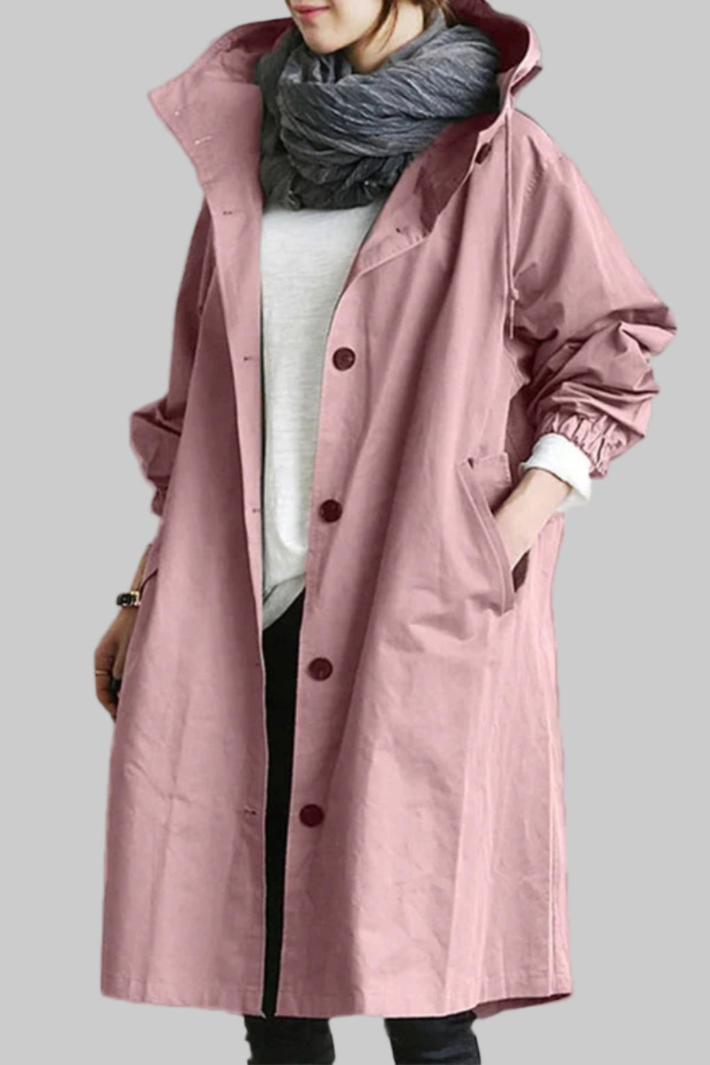Women's Relaxed Hooded Rain Trench Coat