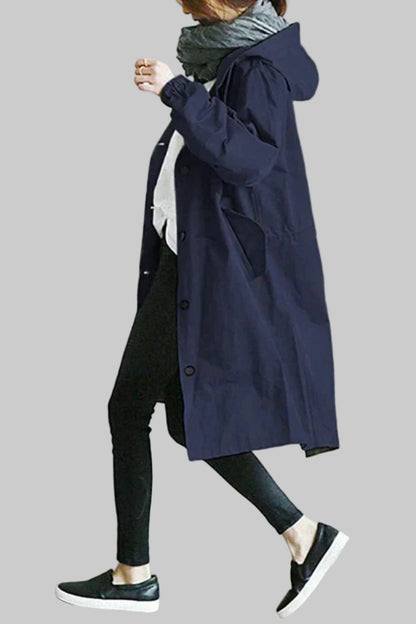 Women's Relaxed Hooded Rain Trench Coat