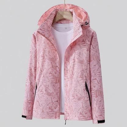 Davy | Women's Hooded Waterproof Jacket with Leaf Pattern