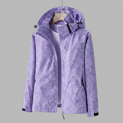 Davy | Women's Hooded Waterproof Jacket with Leaf Pattern