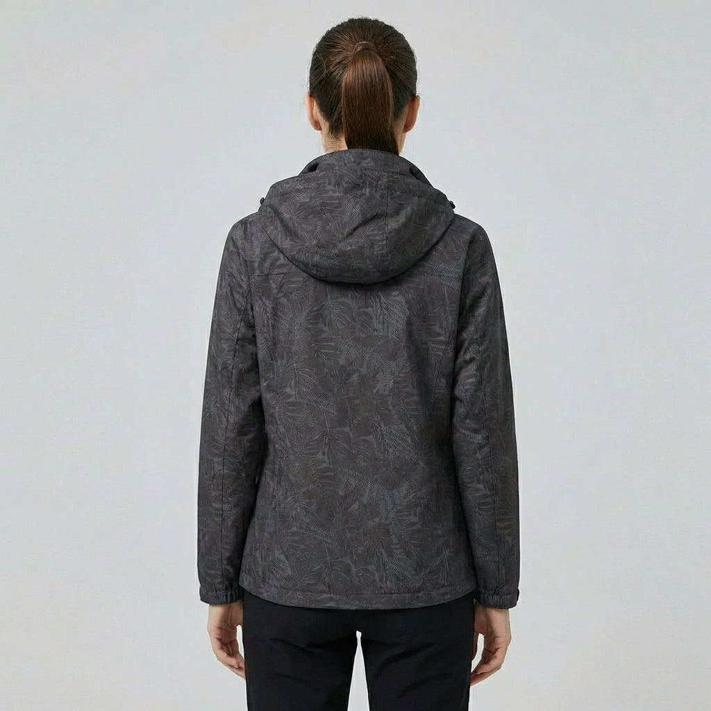 Davy | Women's Hooded Waterproof Jacket with Leaf Pattern
