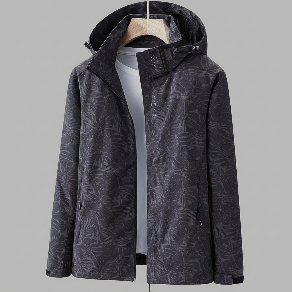 Davy | Women's Hooded Waterproof Jacket with Leaf Pattern