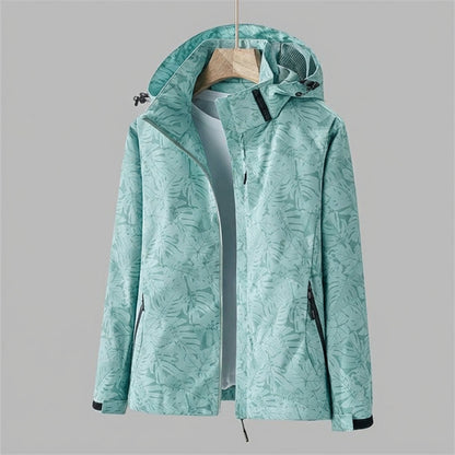 Davy | Women's Hooded Waterproof Jacket with Leaf Pattern