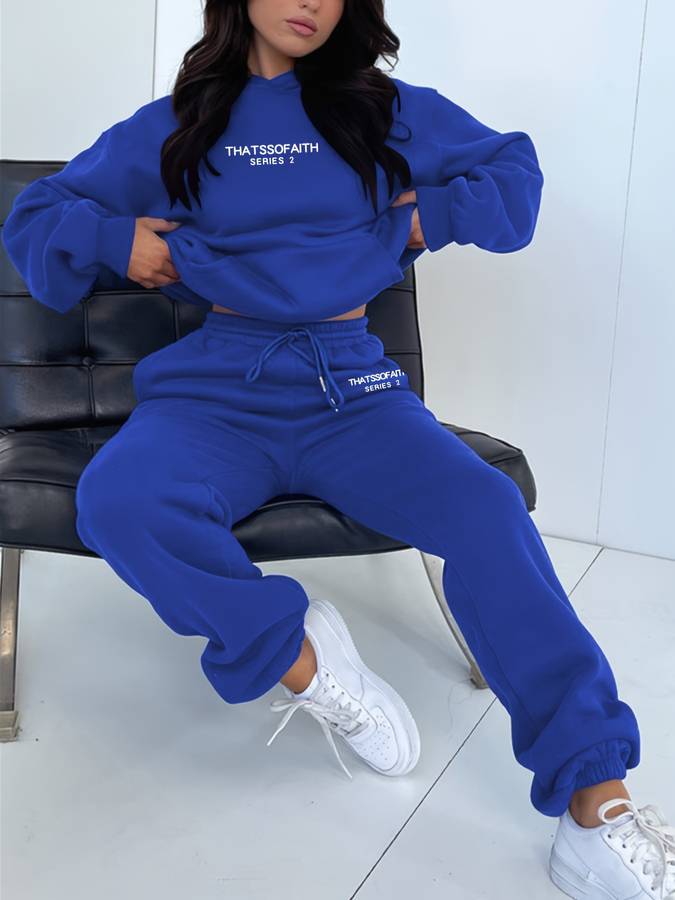Women's Knit Athleisure Hoodie and Jogger Ensemble