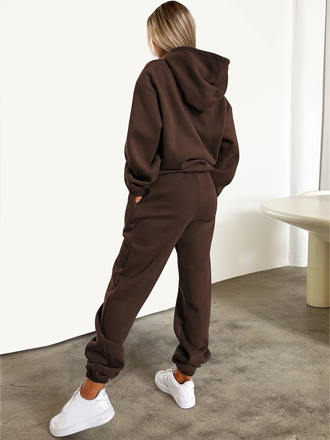 Women's Knit Athleisure Hoodie and Jogger Ensemble