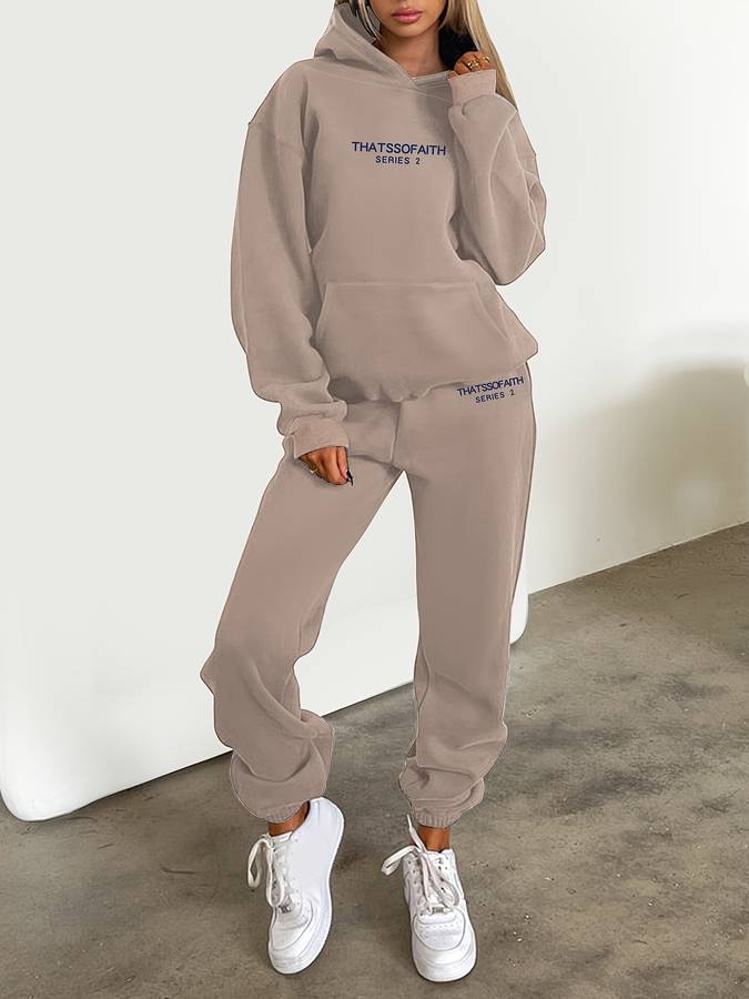 Women's Knit Athleisure Hoodie and Jogger Ensemble