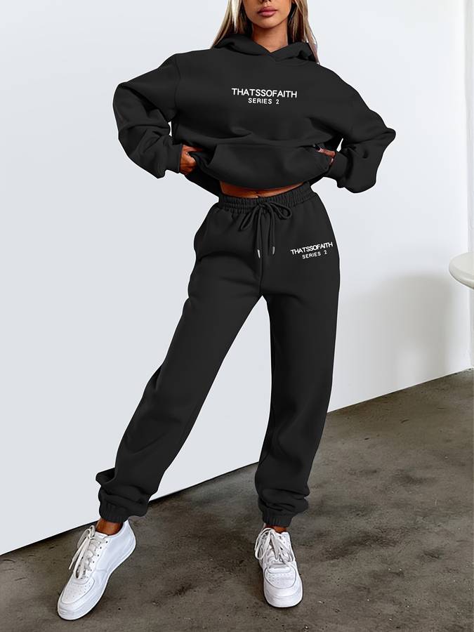 Women's Knit Athleisure Hoodie and Jogger Ensemble