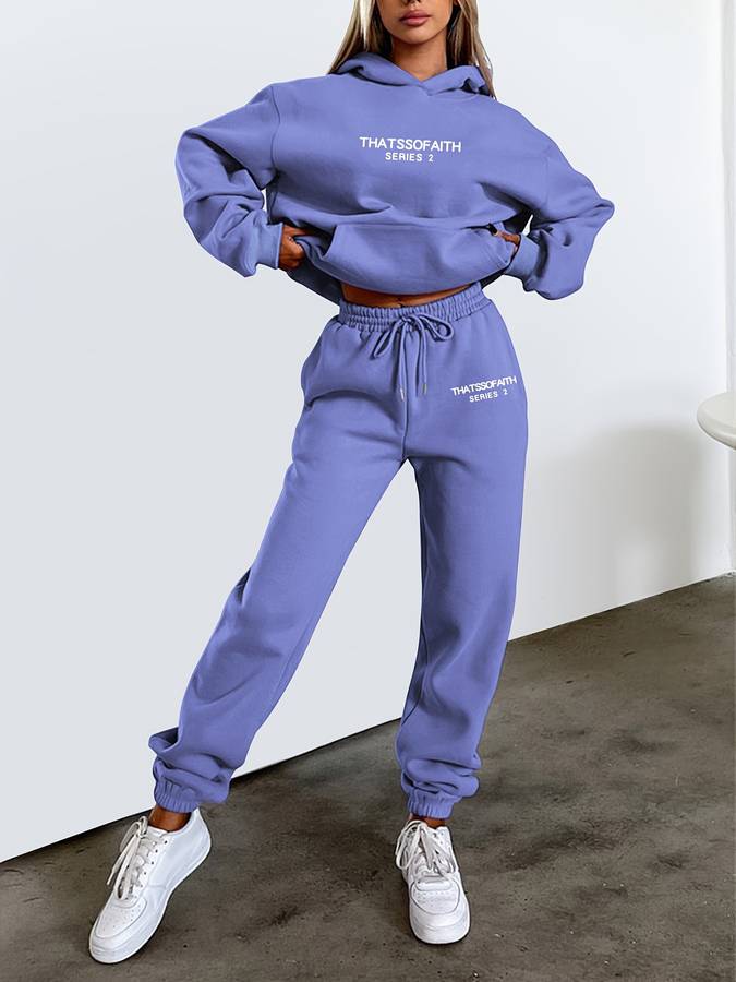 Women's Knit Athleisure Hoodie and Jogger Ensemble