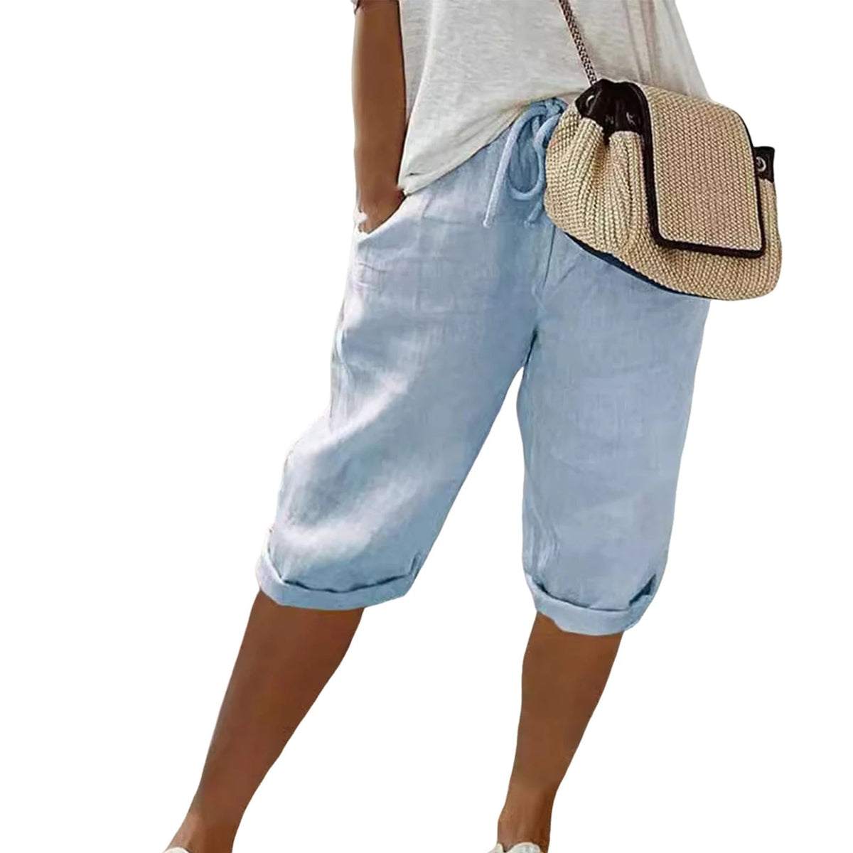 Comfortable Drawstring Knee Pants