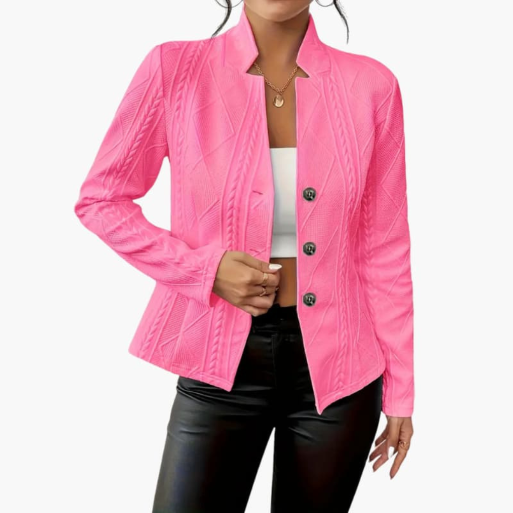 Women's Cable Knit Blazer with Textured Finish