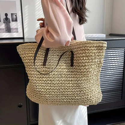 Davy | Women's Large Woven Tote Bag - Casual Everyday Bag
