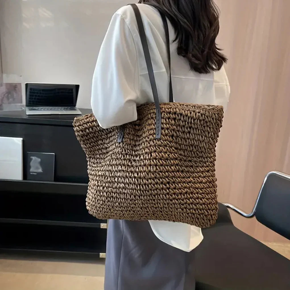 Davy | Women's Large Woven Tote Bag - Casual Everyday Bag