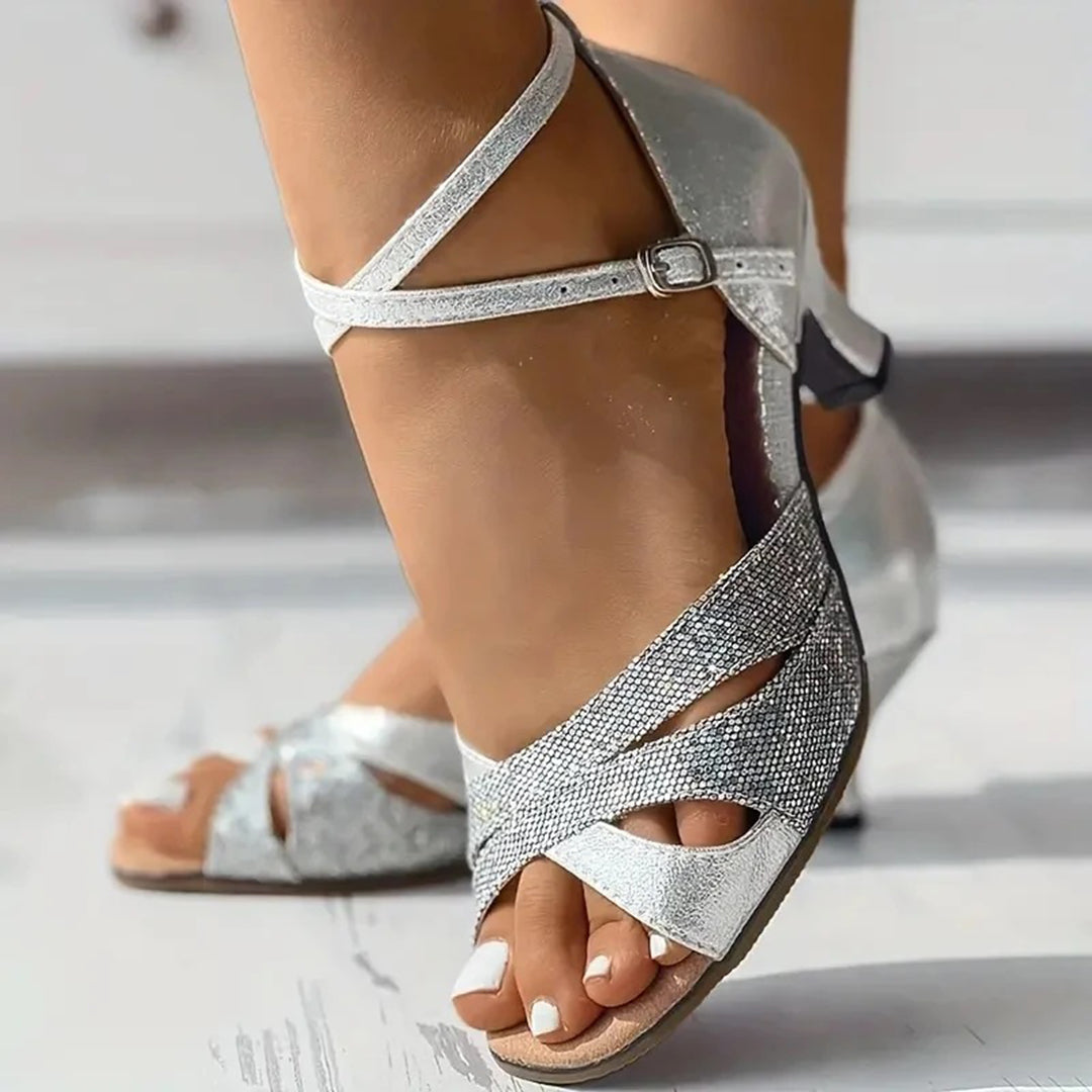 Women's Sparkle Strap Latin Dance Heels
