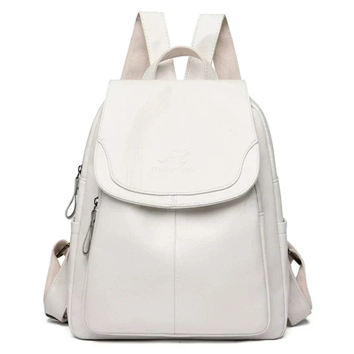 Davy | Women's Leather Backpack with Flap Closure