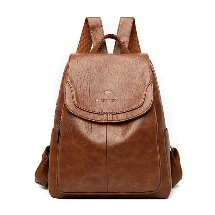 Davy | Women's Leather Backpack with Flap Top