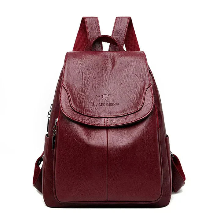 Davy | Women's Leather Backpack with Flap Top