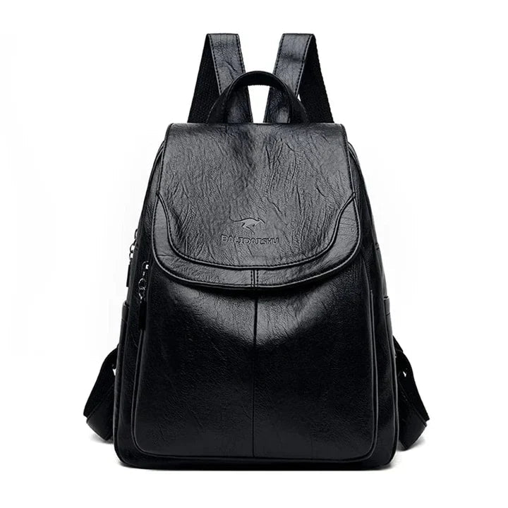 Davy | Women's Leather Backpack with Flap Top