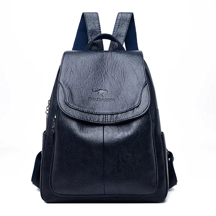 Davy | Women's Leather Backpack with Flap Top