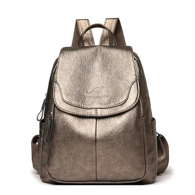 Davy | Women's Leather Backpack with Flap Top