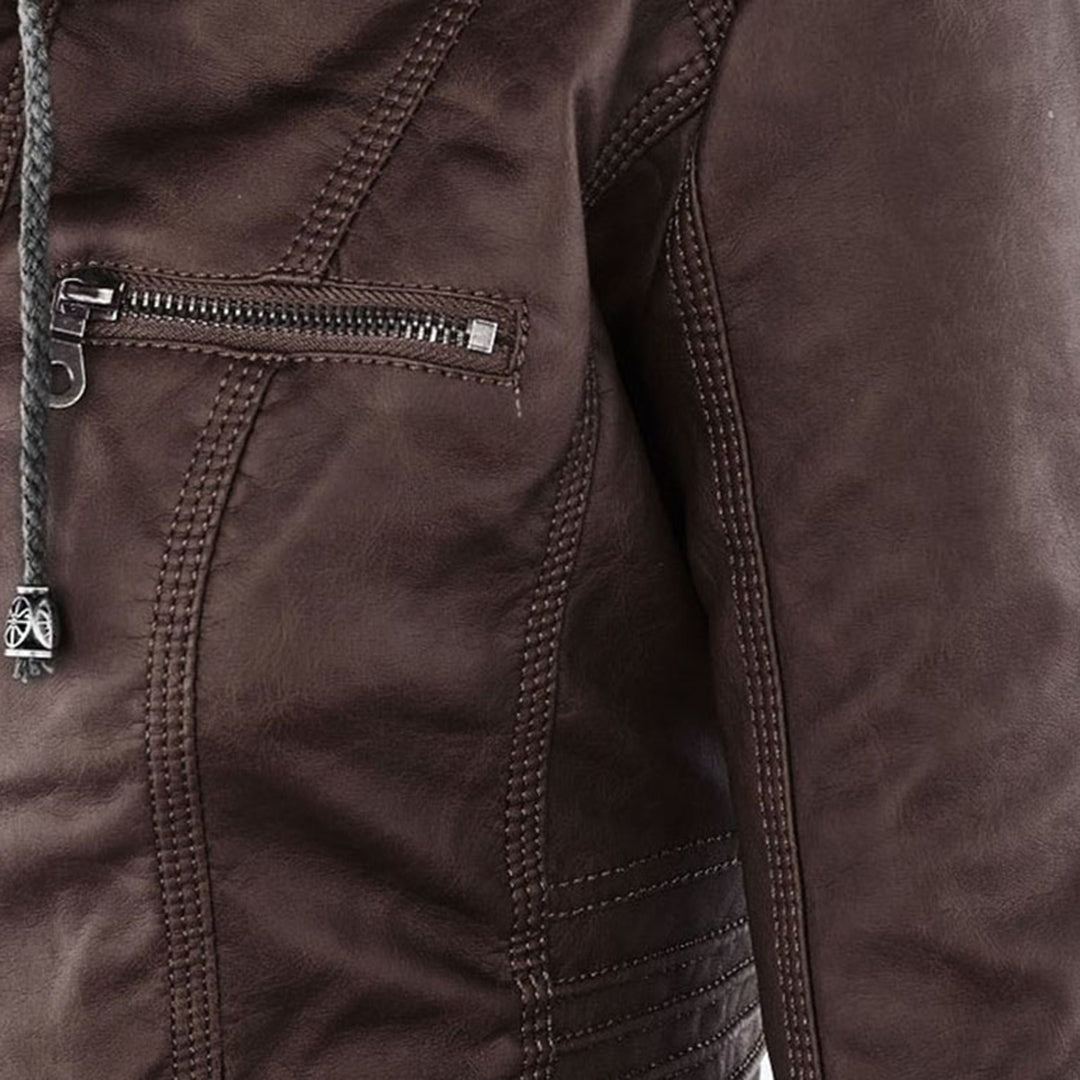 Women's Edgy Hooded Leather Jacket