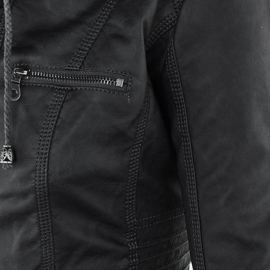 Women's Edgy Hooded Leather Jacket