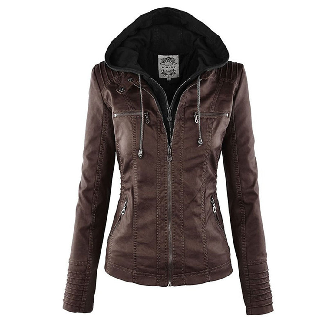 Women's Edgy Hooded Leather Jacket