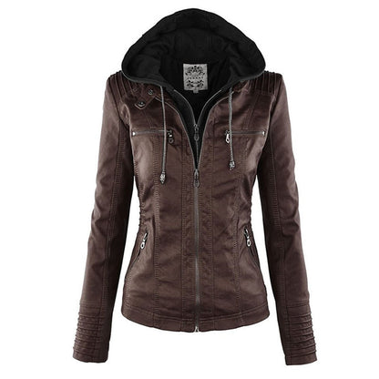 Women's Edgy Hooded Leather Jacket
