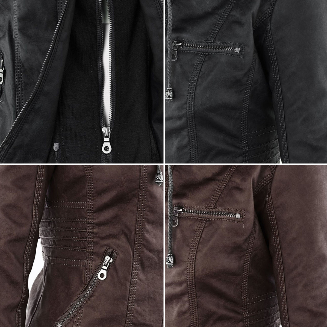 Women's Edgy Hooded Leather Jacket