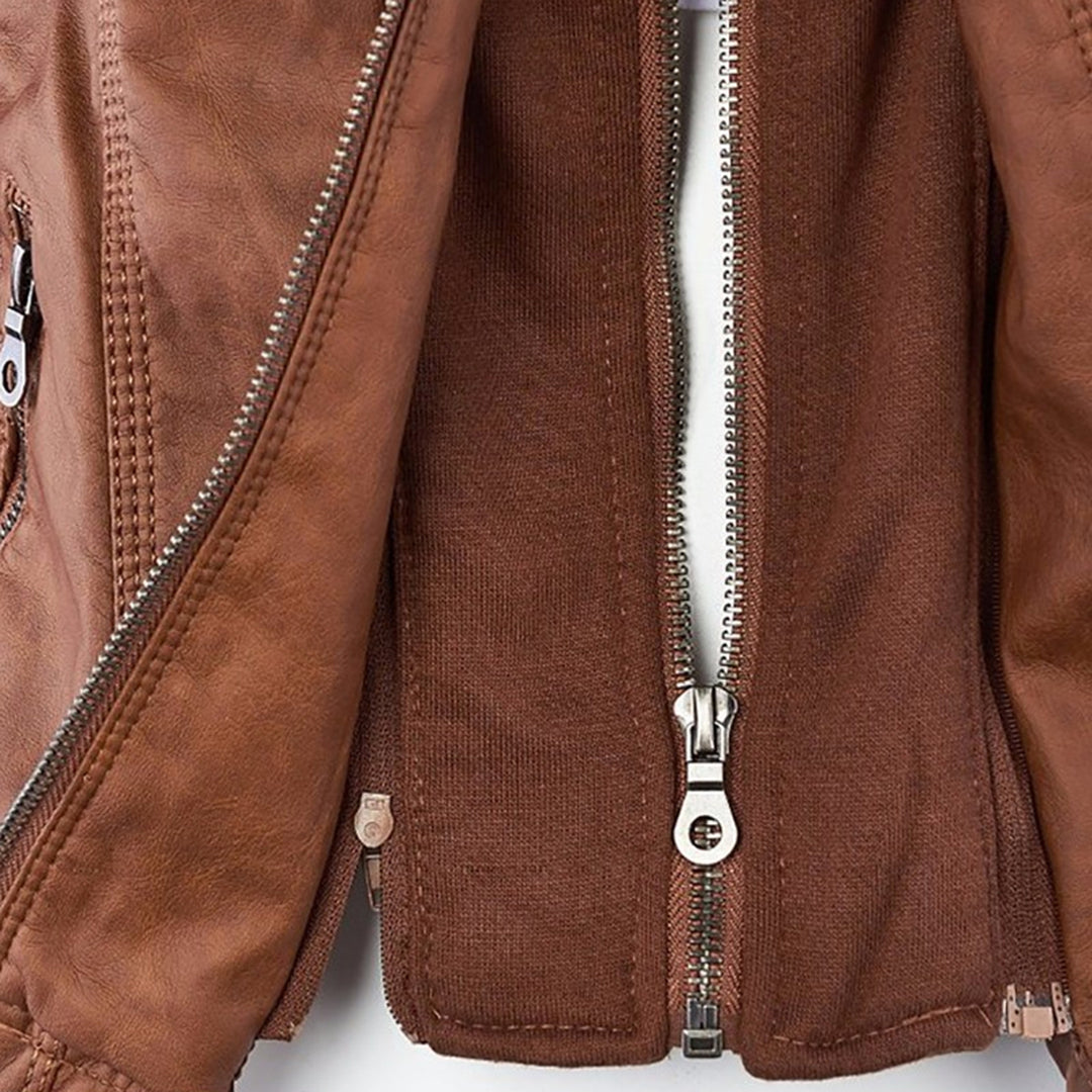 Women's Edgy Hooded Leather Jacket