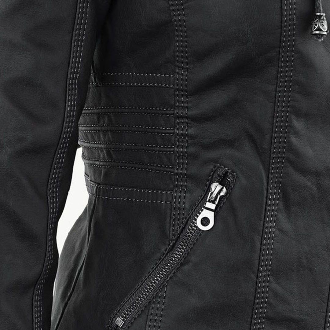 Women's Edgy Hooded Leather Jacket