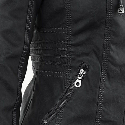 Women's Edgy Hooded Leather Jacket