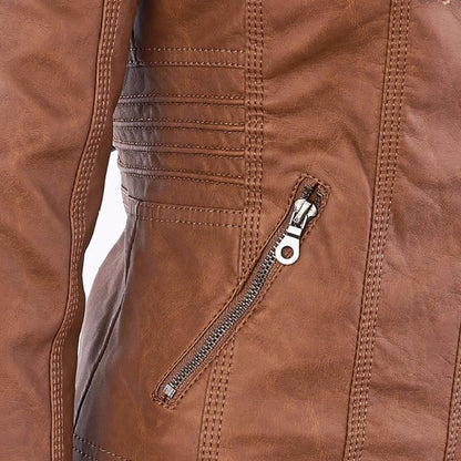 Women's Edgy Hooded Leather Jacket