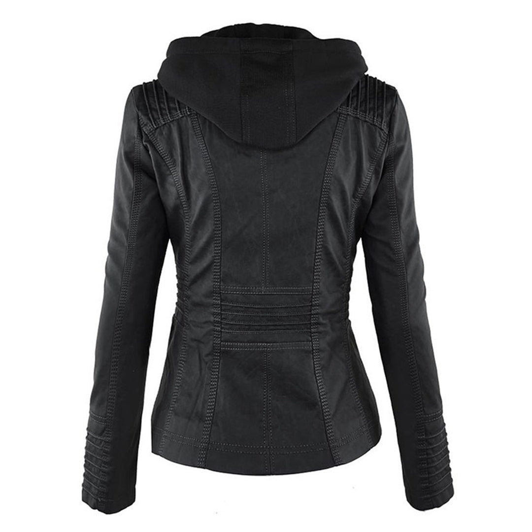 Women's Edgy Hooded Leather Jacket