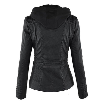 Women's Edgy Hooded Leather Jacket