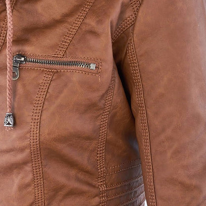 Women's Edgy Hooded Leather Jacket