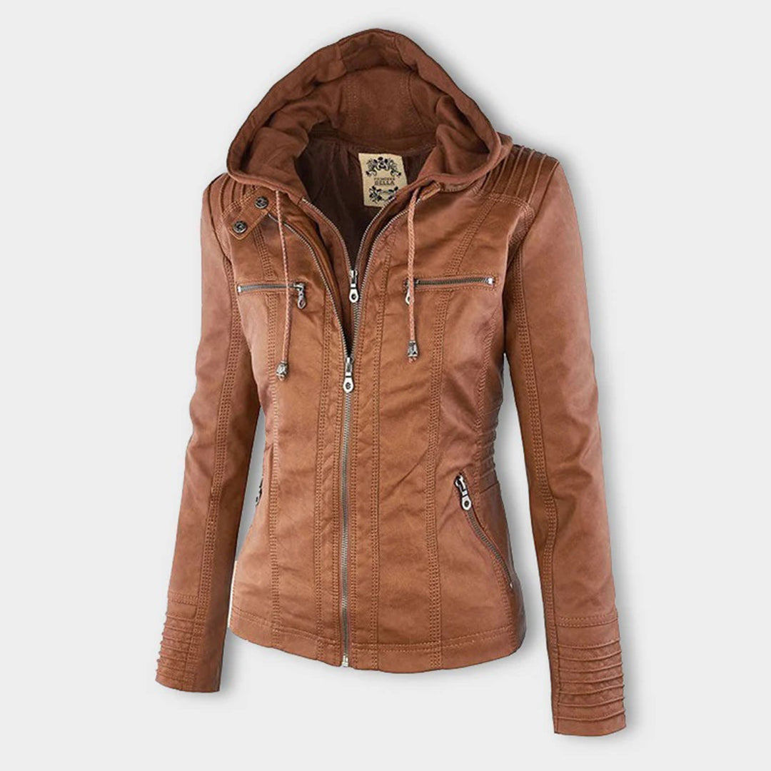 Women's Edgy Hooded Leather Jacket