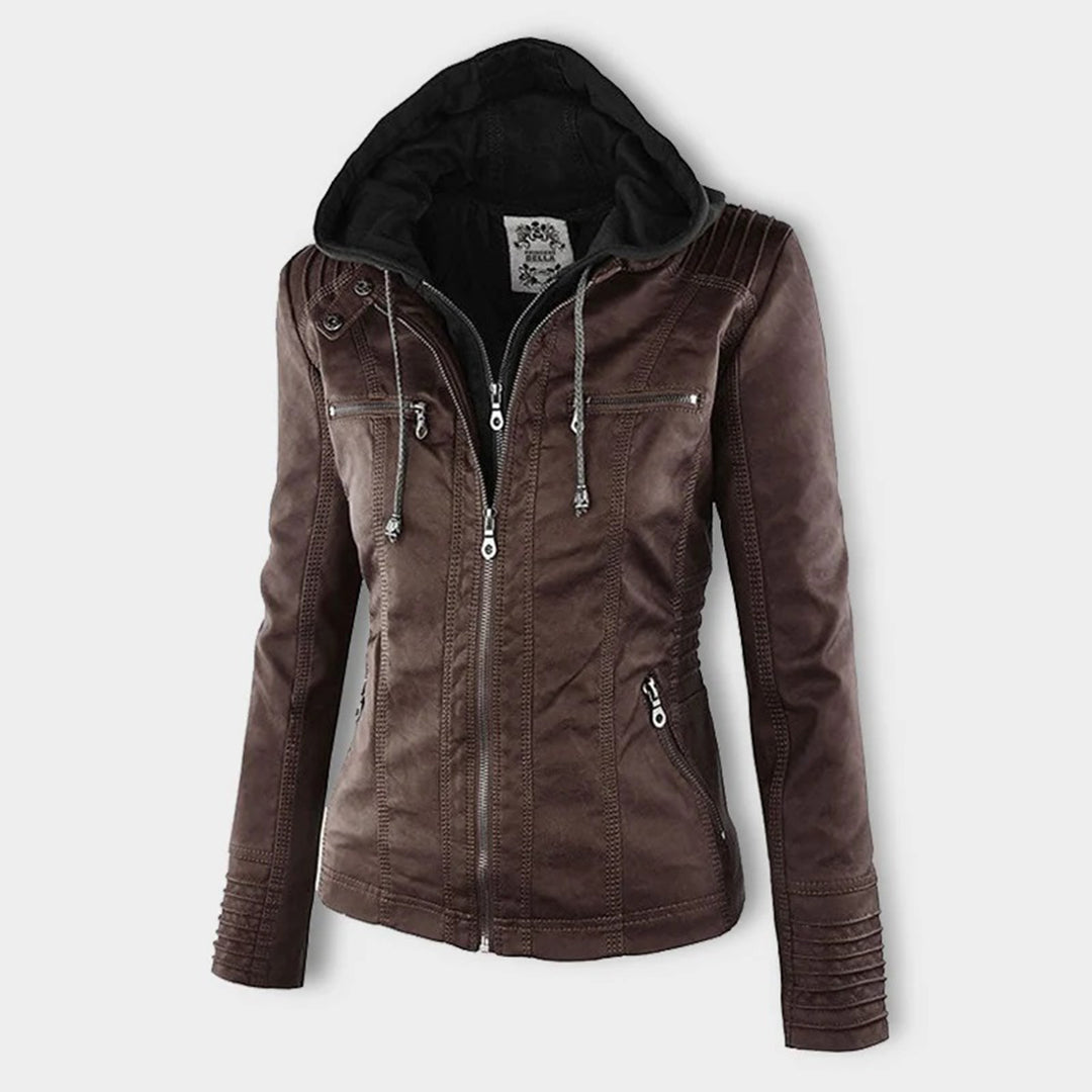 Women's Edgy Hooded Leather Jacket