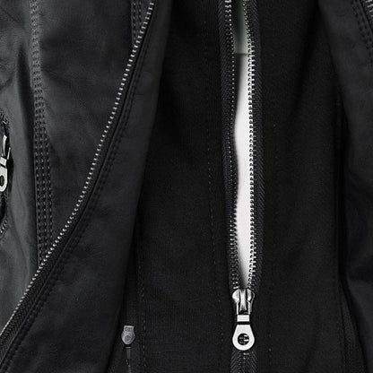 Women's Edgy Hooded Leather Jacket