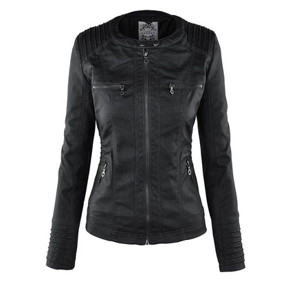 Women's Edgy Hooded Leather Jacket