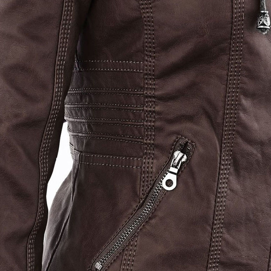 Women's Edgy Hooded Leather Jacket